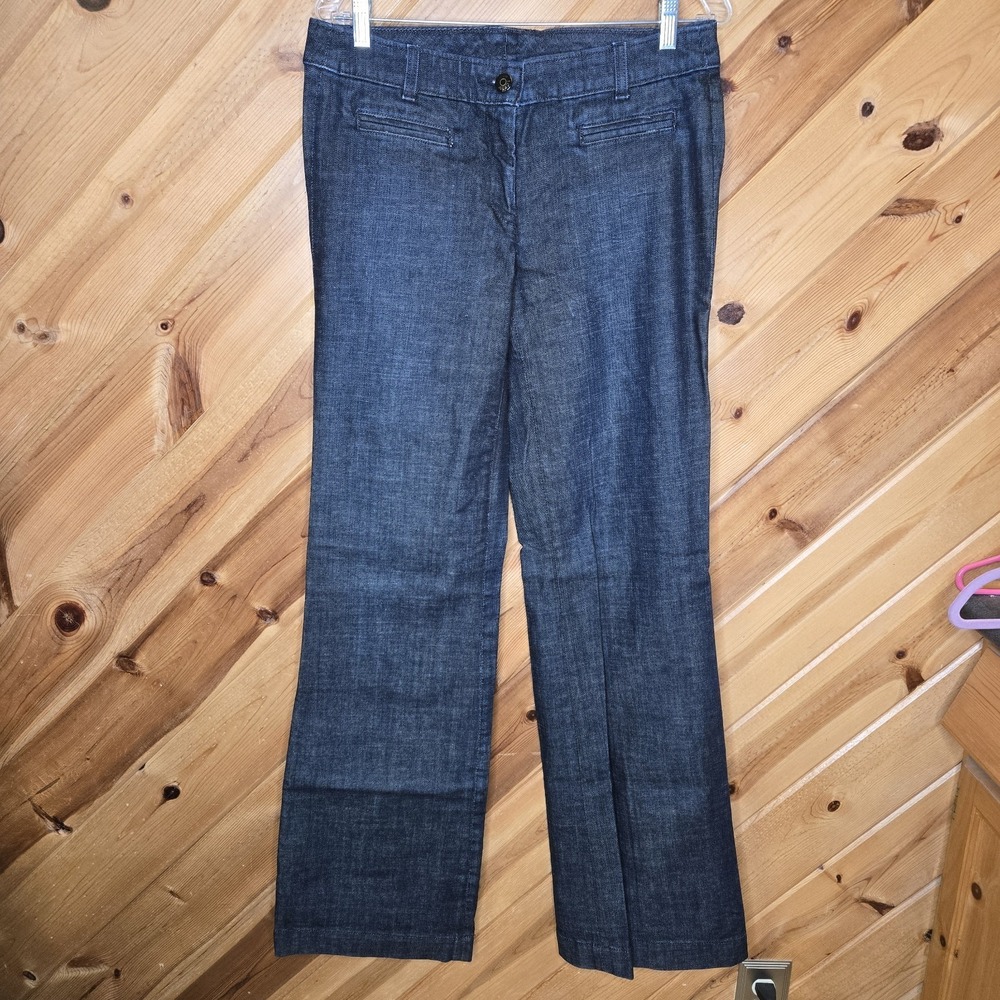 Vintage J. Crew Blue Denim Slacks Trousers 8 Tall City Fit Made in US 36" Inseam